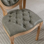 Chaises de salle à manger modernes du milieu du siècle, lot de 4, chaises de salle à manger haut de gamme en cuir PU touffeté avec garniture cloutée et pieds en bois massif