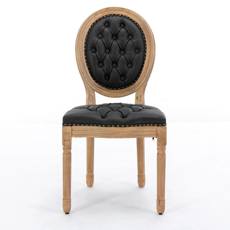 Chaises de salle à manger modernes du milieu du siècle, lot de 4, chaises de salle à manger haut de gamme en cuir PU touffeté avec garniture cloutée et pieds en bois massif
