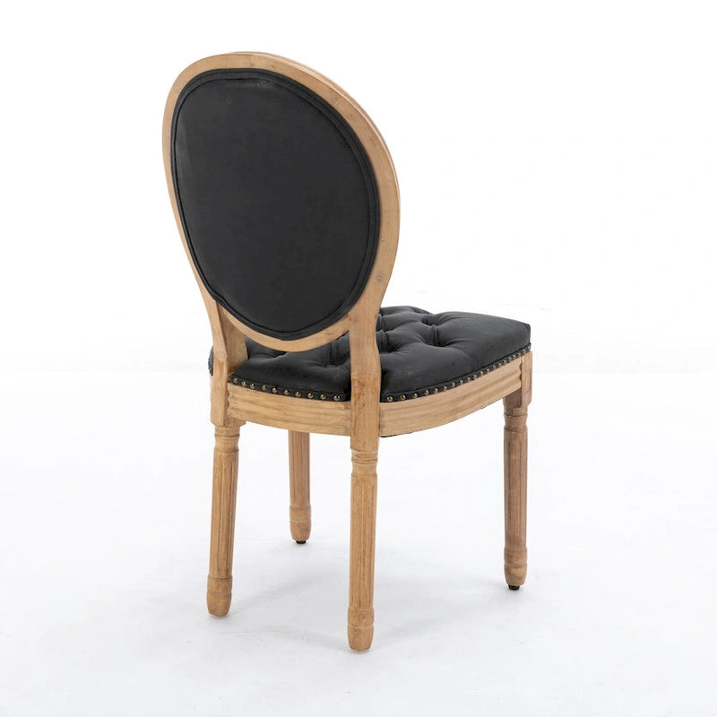 Chaises de salle à manger modernes du milieu du siècle, lot de 4, chaises de salle à manger haut de gamme en cuir PU touffeté avec garniture cloutée et pieds en bois massif