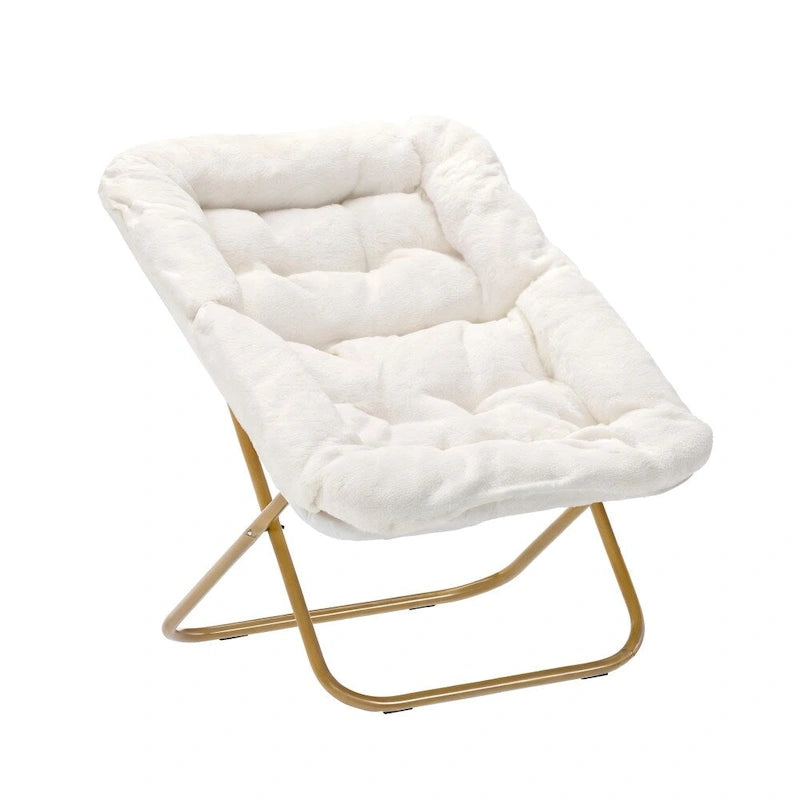 Fauteuil soucoupe surdimensionné pliable en fausse fourrure avec cadre en acier - S.O.