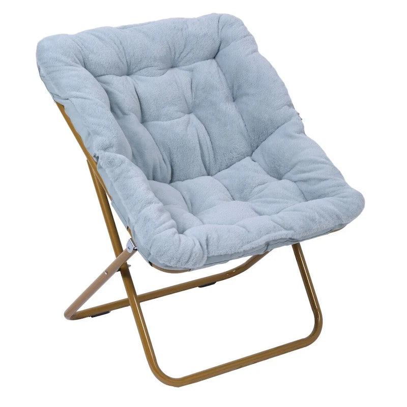 Fauteuil soucoupe surdimensionné pliable en fausse fourrure avec cadre en acier - S.O.