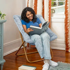 Fauteuil soucoupe surdimensionné pliable en fausse fourrure avec cadre en acier - S.O.