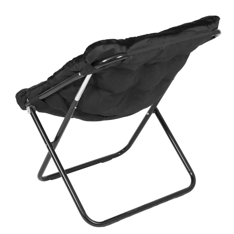 Fauteuil soucoupe surdimensionné pliable en fausse fourrure avec cadre en acier - S.O.