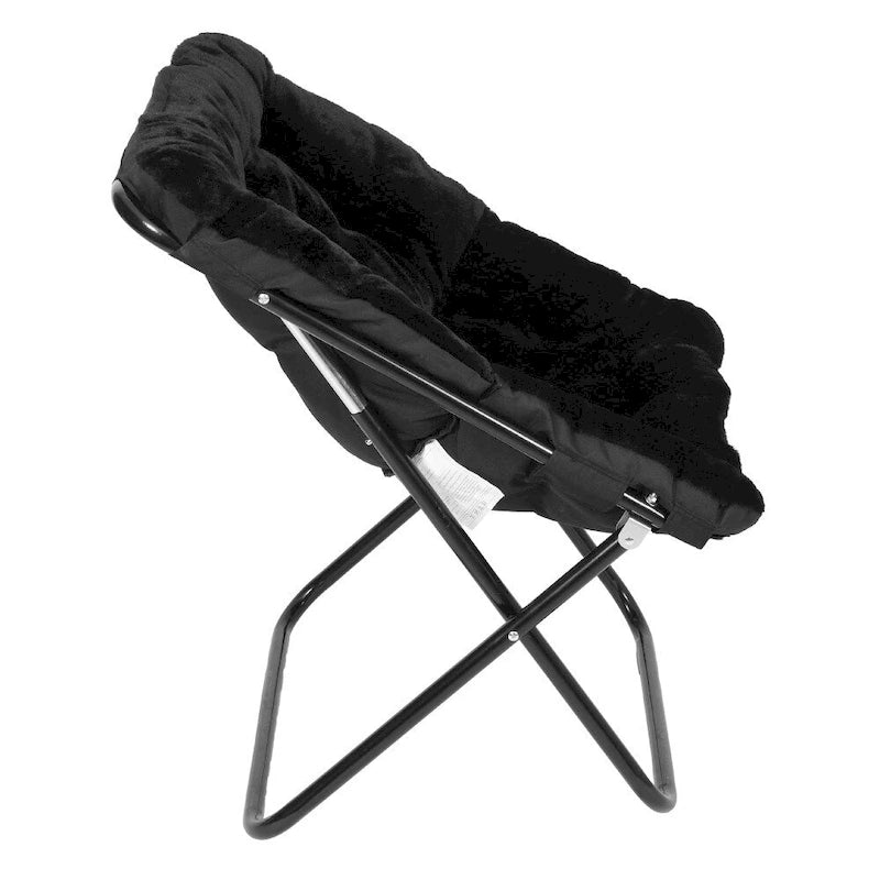 Fauteuil soucoupe surdimensionné pliable en fausse fourrure avec cadre en acier - S.O.