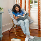 Fauteuil soucoupe surdimensionné pliable en fausse fourrure avec cadre en acier - S.O.