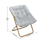 Fauteuil soucoupe surdimensionné pliable en fausse fourrure avec cadre en acier - S.O.