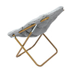 Fauteuil soucoupe surdimensionné pliable en fausse fourrure avec cadre en acier - S.O.