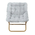 Fauteuil soucoupe surdimensionné pliable en fausse fourrure avec cadre en acier - S.O.