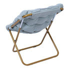 Fauteuil soucoupe surdimensionné pliable en fausse fourrure avec cadre en acier - S.O.