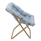 Fauteuil soucoupe surdimensionné pliable en fausse fourrure avec cadre en acier - S.O.