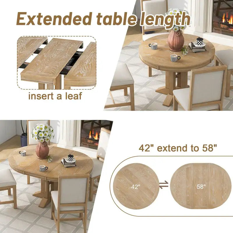 Table de salle à manger Nestfair de style rétro avec plateau extensible - S.O.