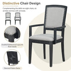 Ensemble de salle à manger extensible 9 pièces avec rallonge amovible de 61 cm, 6 chaises de salle à manger sans accoudoirs rembourrées et 2 fauteuils rembourrés
