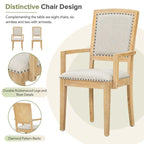 Ensemble de salle à manger extensible 9 pièces avec rallonge amovible de 61 cm, 6 chaises de salle à manger sans accoudoirs rembourrées et 2 fauteuils rembourrés