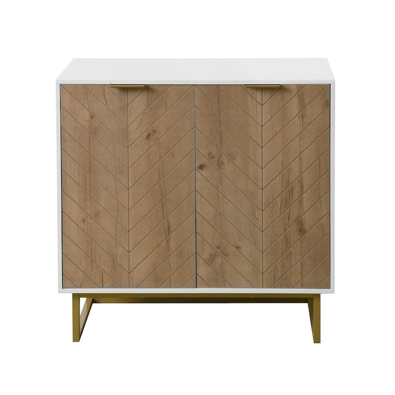 2-Door Buffet Sideboard Cabinet, White Wood Storage Cabinet with Adjustable Shelf for Living Room, Kitchen, Bedroom