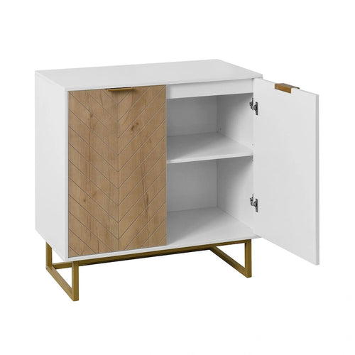 Buffet 2 portes, meuble de rangement en bois blanc avec étagère réglable pour salon, cuisine, chambre à coucher