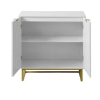 Buffet 2 portes, meuble de rangement en bois blanc avec étagère réglable pour salon, cuisine, chambre à coucher