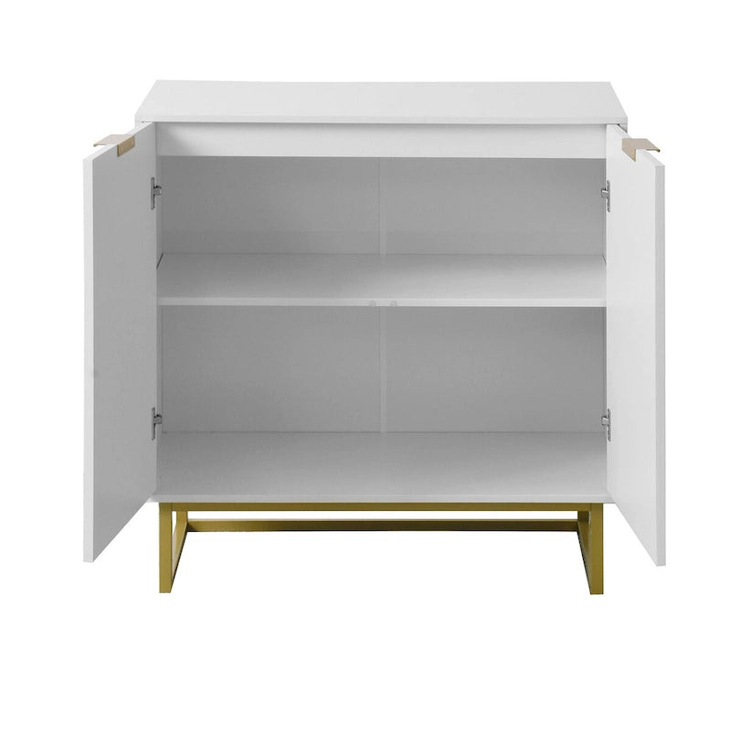 Buffet 2 portes, meuble de rangement en bois blanc avec étagère réglable pour salon, cuisine, chambre à coucher