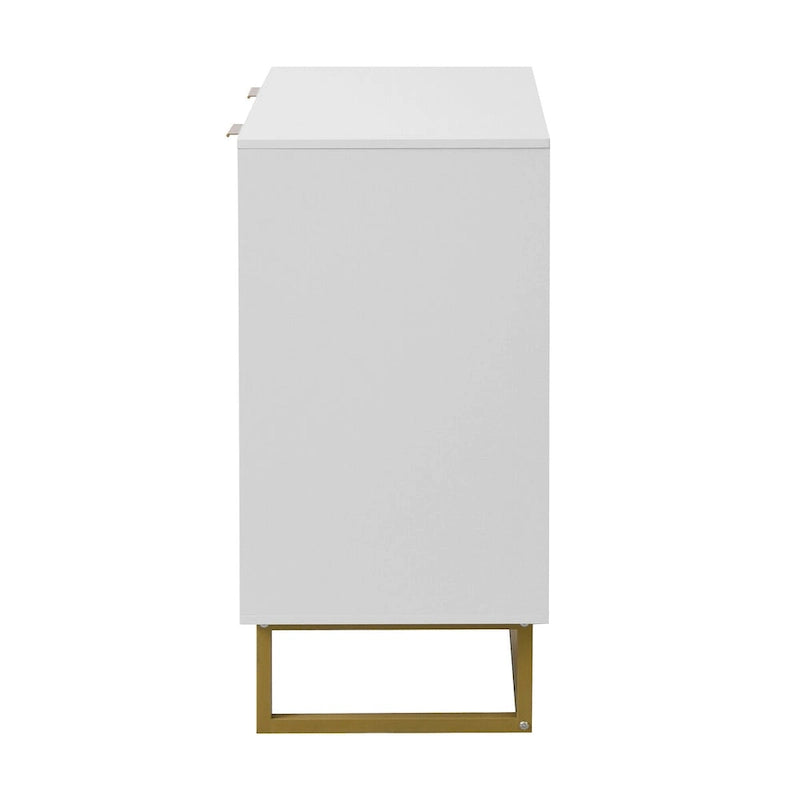 Buffet 2 portes, meuble de rangement en bois blanc avec étagère réglable pour salon, cuisine, chambre à coucher