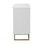 Buffet 2 portes, meuble de rangement en bois blanc avec étagère réglable pour salon, cuisine, chambre à coucher