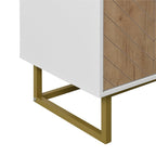 Buffet 2 portes, meuble de rangement en bois blanc avec étagère réglable pour salon, cuisine, chambre à coucher