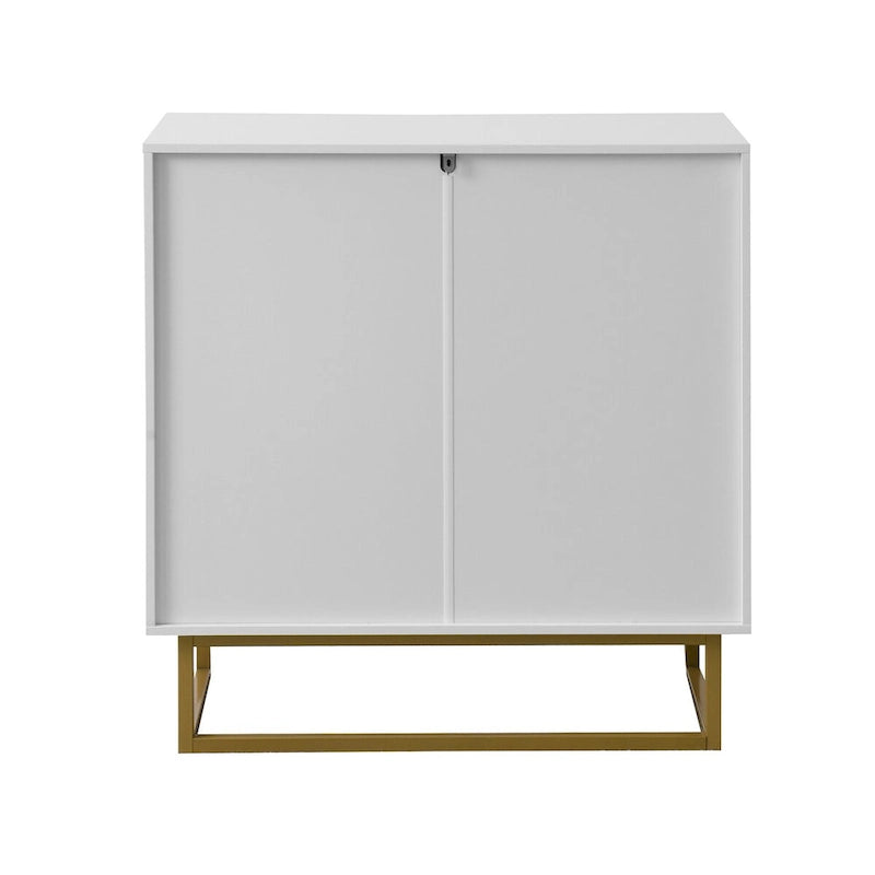 Buffet 2 portes, meuble de rangement en bois blanc avec étagère réglable pour salon, cuisine, chambre à coucher