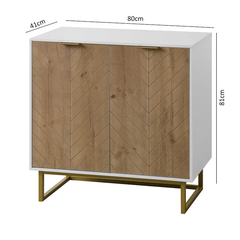 Buffet 2 portes, meuble de rangement en bois blanc avec étagère réglable pour salon, cuisine, chambre à coucher