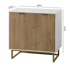 Buffet 2 portes, meuble de rangement en bois blanc avec étagère réglable pour salon, cuisine, chambre à coucher