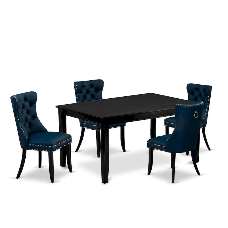 East West Furniture – Ensemble de salle à manger avec une table rectangulaire et des chaises rembourrées, noir (options de pièces)