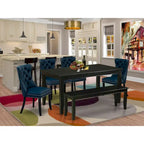 East West Furniture – Ensemble de salle à manger avec une table rectangulaire et des chaises rembourrées, noir (options de pièces)