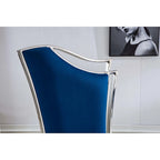 Lot de 2 chaises de salle à manger avec dossier unique en velours et pieds en acier inoxydable