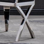 Lot de 2 chaises de salle à manger avec dossier unique en velours et pieds en acier inoxydable