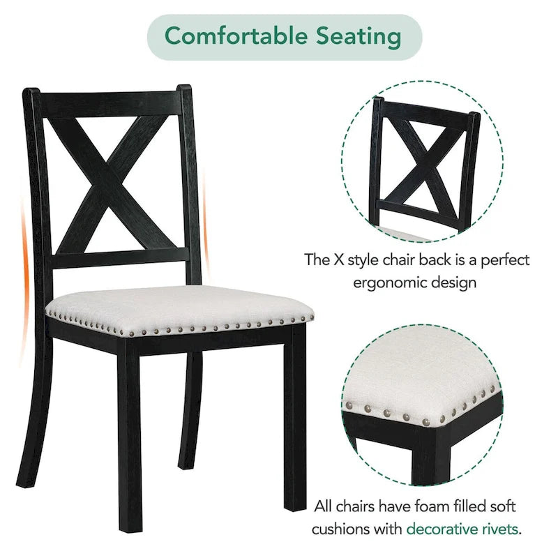 Ensemble de salle à manger extensible 6 pièces avec 4 chaises et banc
