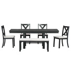 Ensemble de salle à manger extensible 6 pièces avec 4 chaises et banc