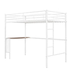 Lit mezzanine en métal avec bureau, échelle et barrières de sécurité