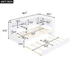 Lit de repos double avec lit gigogne, armoires de rangement et ports USB