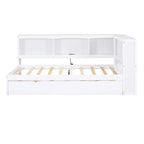 Lit de repos double avec lit gigogne, armoires de rangement et ports USB
