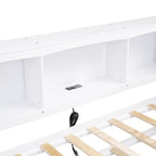 Lit de repos double avec lit gigogne, armoires de rangement et ports USB