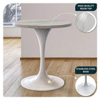 Table de salle à manger ronde LeisureMod Verve avec plateau en résine blanche et base en acier blanc pour cuisine et salle à manger