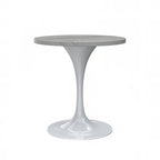 Table de salle à manger ronde LeisureMod Verve avec plateau en résine blanche et base en acier blanc pour cuisine et salle à manger