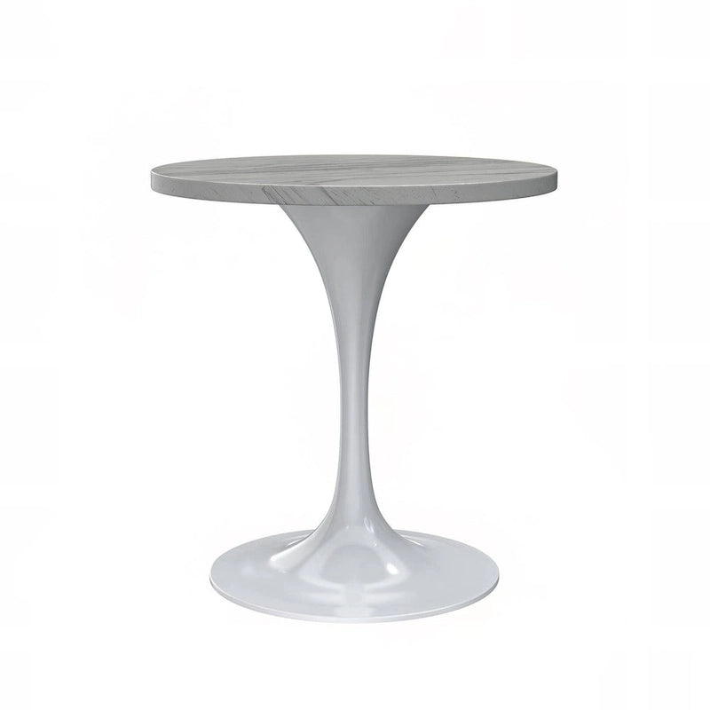 Table de salle à manger ronde LeisureMod Verve avec plateau en résine blanche et base en acier blanc pour cuisine et salle à manger