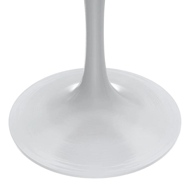 Table de salle à manger ronde LeisureMod Verve avec plateau en résine blanche et base en acier blanc pour cuisine et salle à manger
