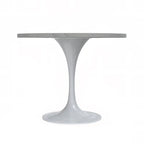 Table de salle à manger ronde LeisureMod Verve avec plateau en résine blanche et base en acier blanc pour cuisine et salle à manger