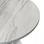 Table de salle à manger ronde LeisureMod Verve avec plateau en résine blanche et base en acier blanc pour cuisine et salle à manger