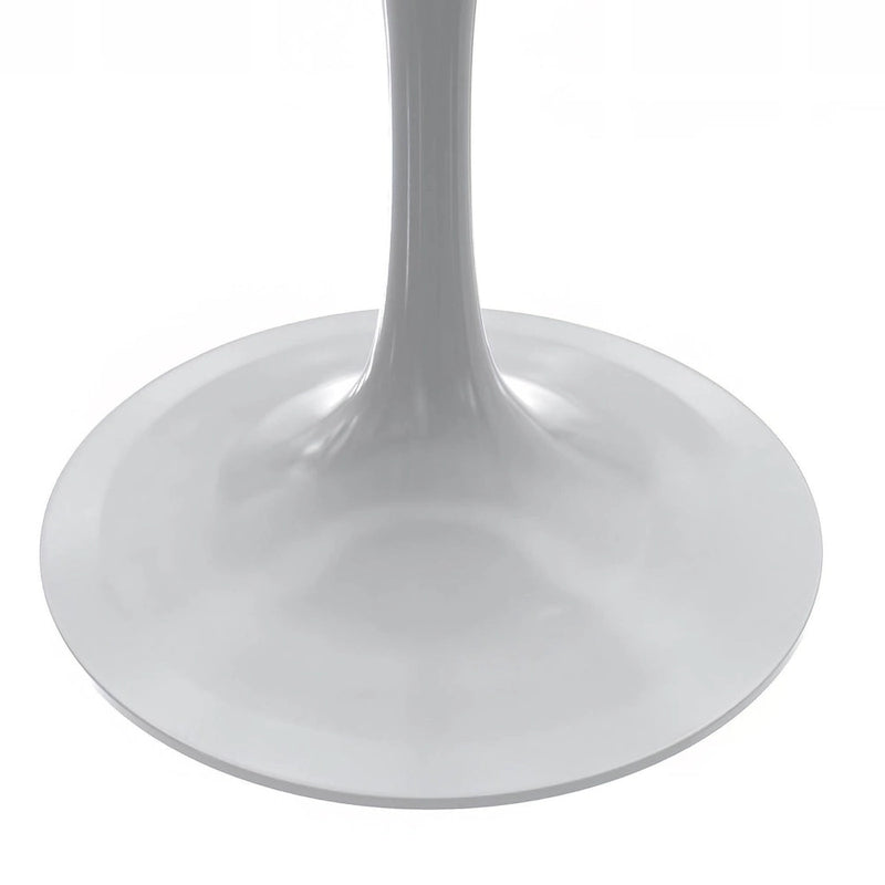 Table de salle à manger ronde LeisureMod Verve avec plateau en résine blanche et base en acier blanc pour cuisine et salle à manger