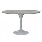 Table de salle à manger ronde LeisureMod Verve avec plateau en résine blanche et base en acier blanc pour cuisine et salle à manger