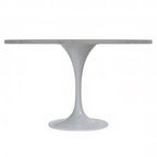 Table de salle à manger ronde LeisureMod Verve avec plateau en résine blanche et base en acier blanc pour cuisine et salle à manger