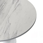 Table de salle à manger ronde LeisureMod Verve avec plateau en résine blanche et base en acier blanc pour cuisine et salle à manger
