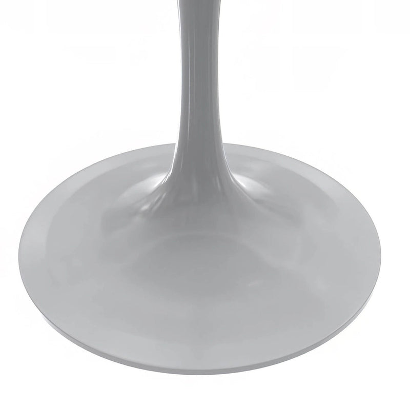 Table de salle à manger ronde LeisureMod Verve avec plateau en résine blanche et base en acier blanc pour cuisine et salle à manger