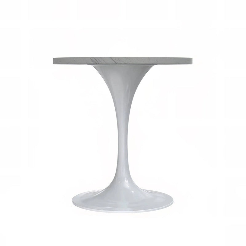 Table de salle à manger ronde LeisureMod Verve avec plateau en résine blanche et base en acier blanc pour cuisine et salle à manger