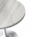 Table de salle à manger ronde LeisureMod Verve avec plateau en résine blanche et base en acier blanc pour cuisine et salle à manger
